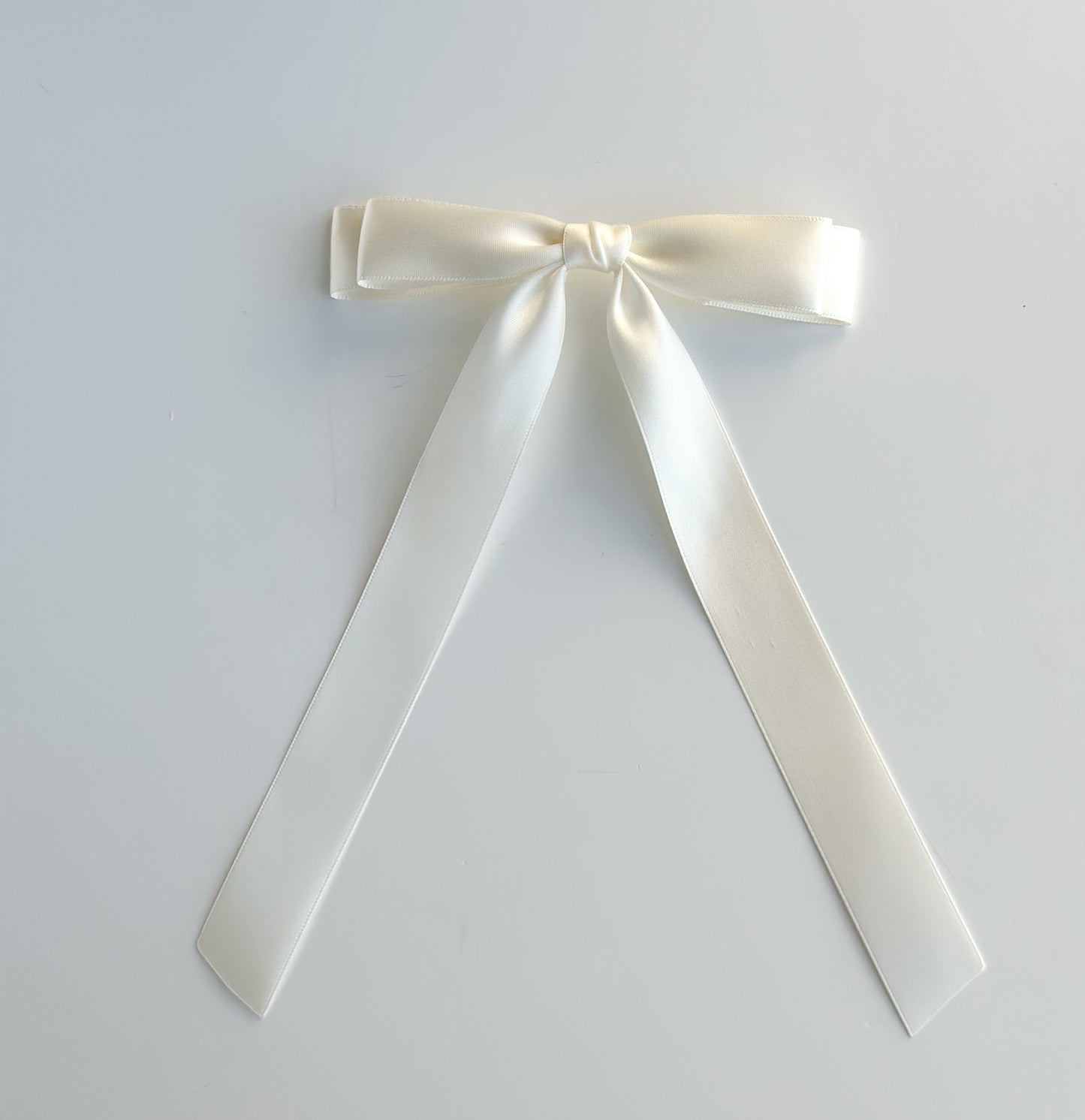 Antique White Satin Small Hair Bow , short length