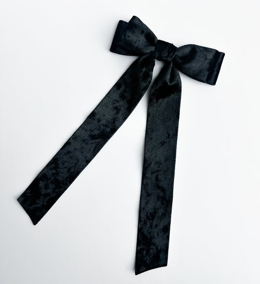 Black Crushed Velvet fabric Bow