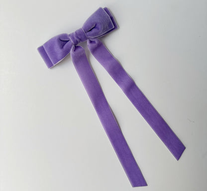 Violet velvet hair bow