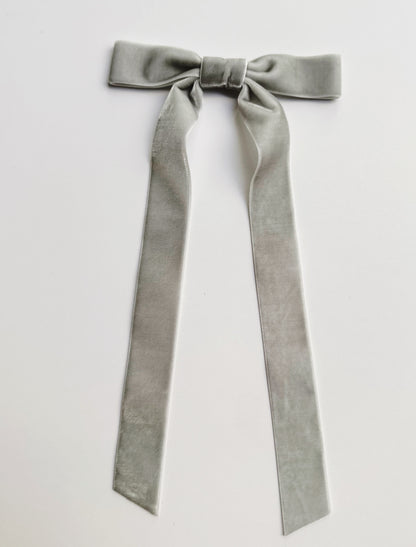 Silver 1”  velvet hair bow