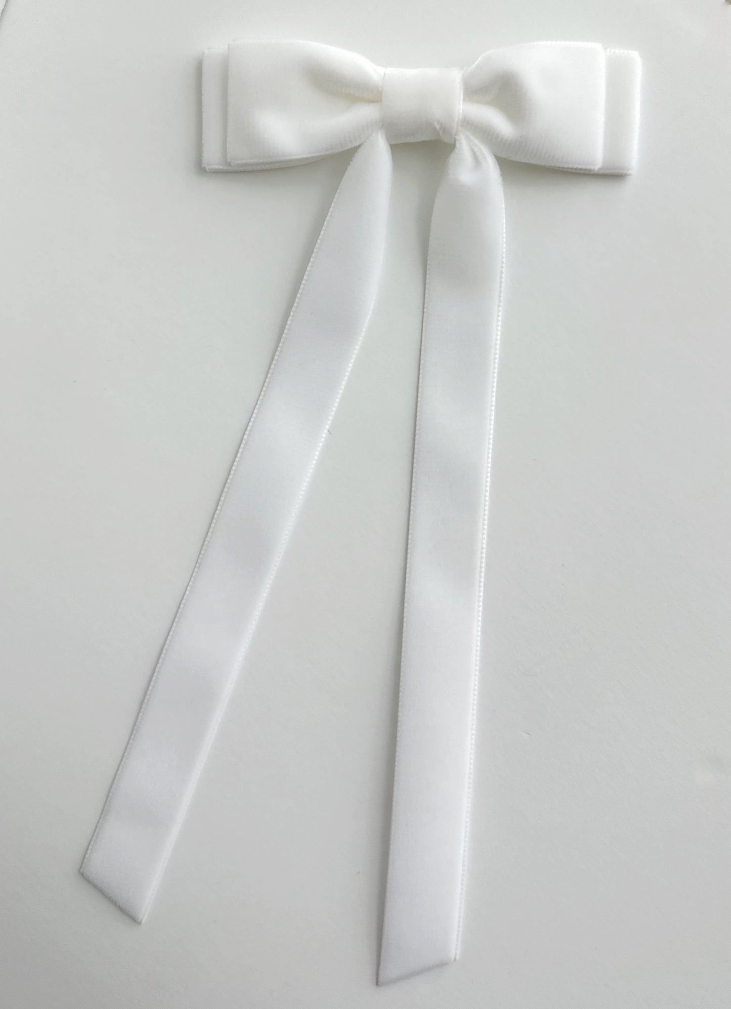 white velvet hair bow