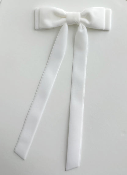 white velvet hair bow