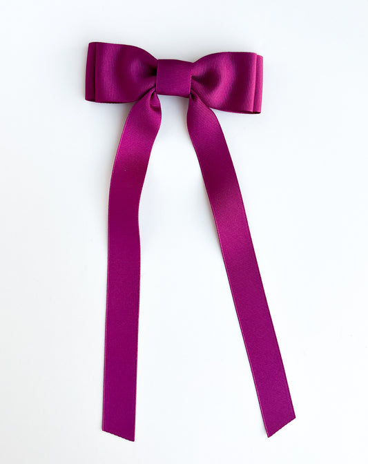 Festive Fuchsia solid grosgrain ribbon hair bow