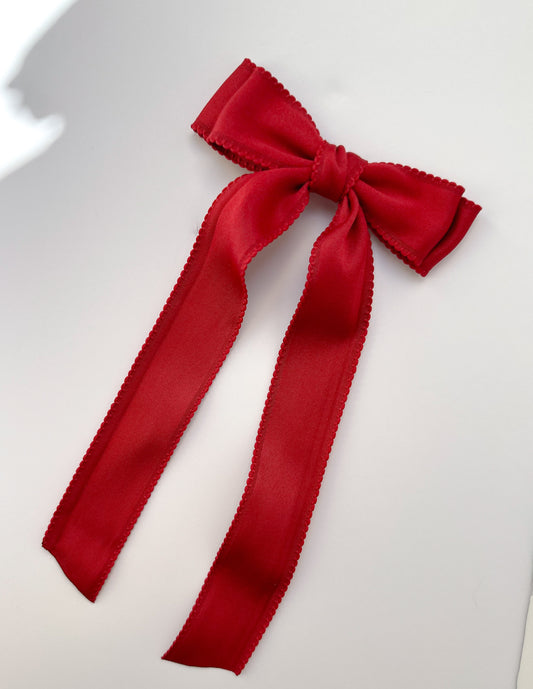 Red Satin Fabric Bubble Ribbon Bow