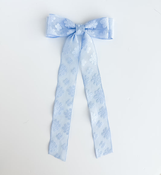 Baby Blue embroidered lace Hair Bow