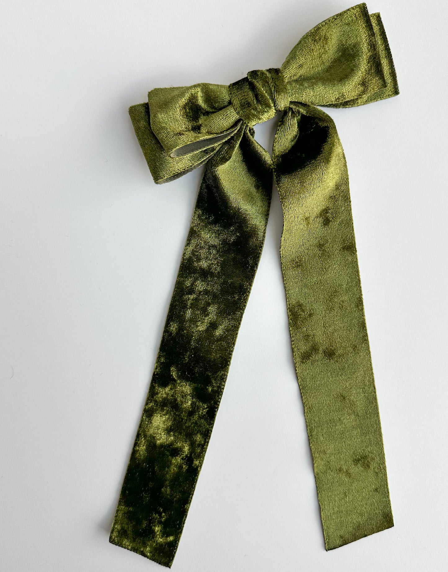 Olive Green Crushed Velvet fabric Bow