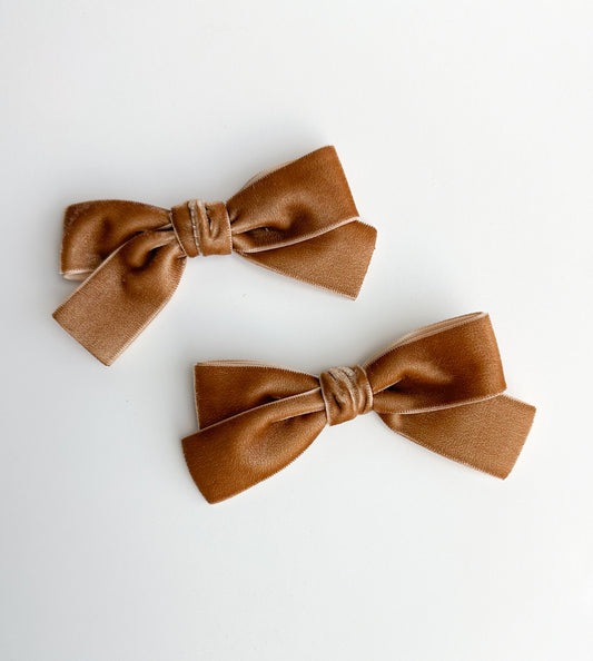 Camel Velvet pigtails bows