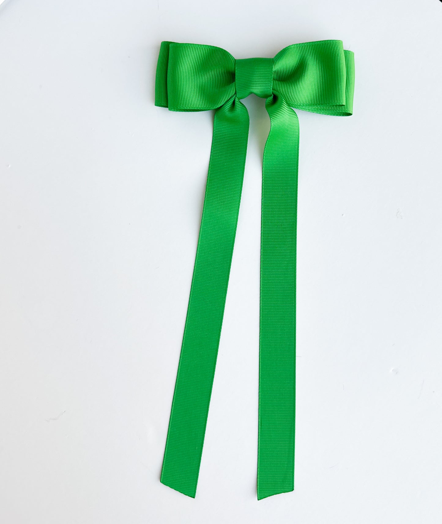 Emerald solid grosgrain ribbon hair bow