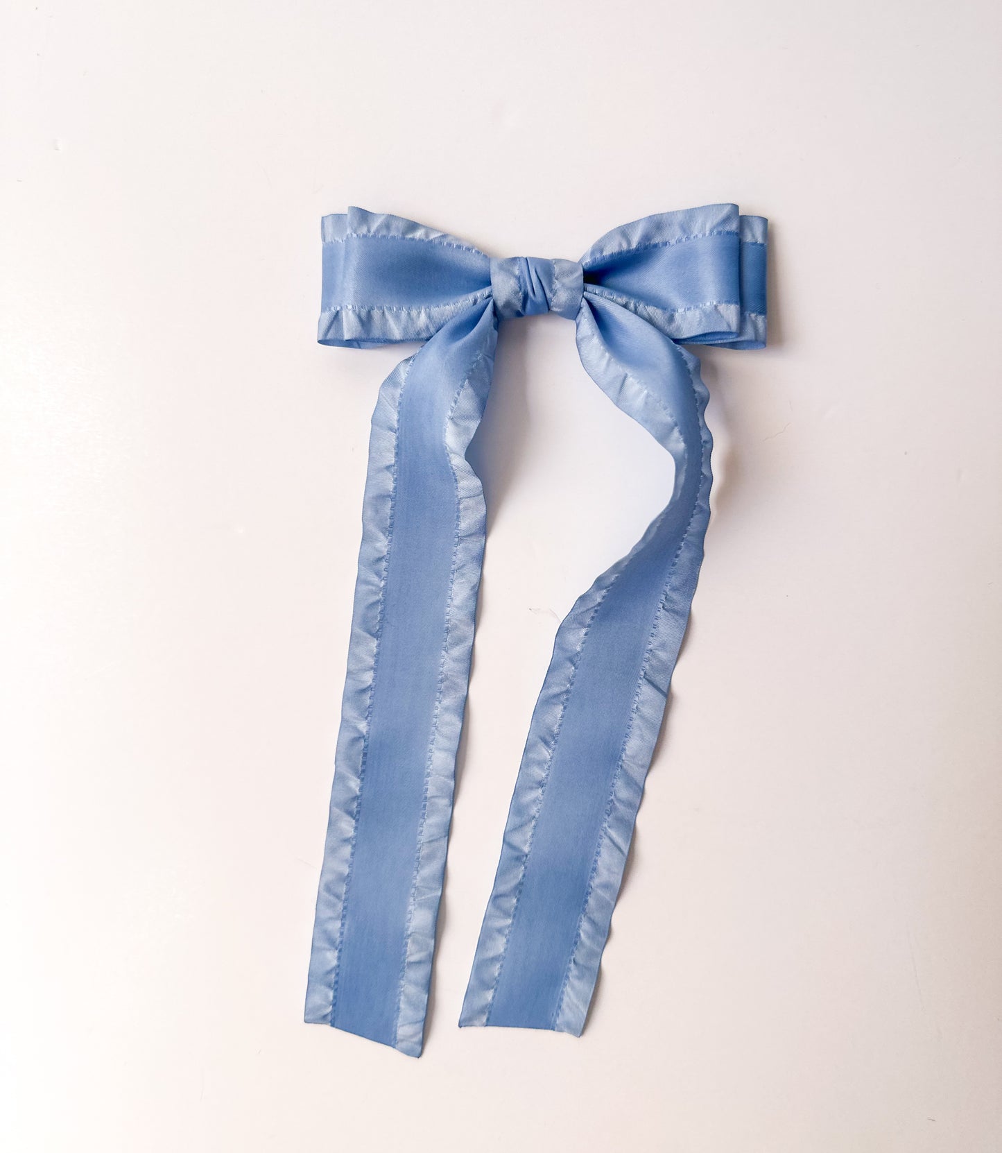 Antique Blue Double Ruffle Hair Bow