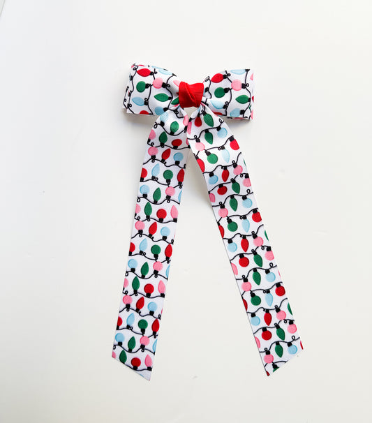 Holiday Lights Printed Grosgrain Ribbon Bow