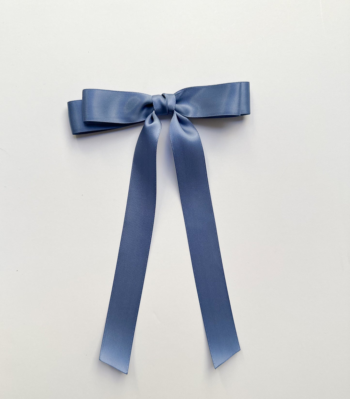 Antique Blue Satin Small Hair Bow , short length