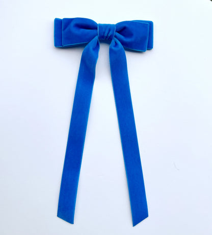 Corn flower Blue velvet hair bow