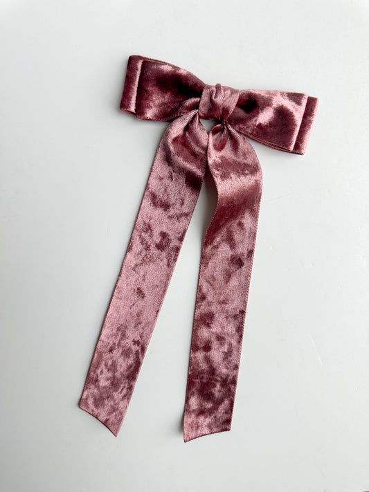 Old Rose Crushed Velvet fabric Bow