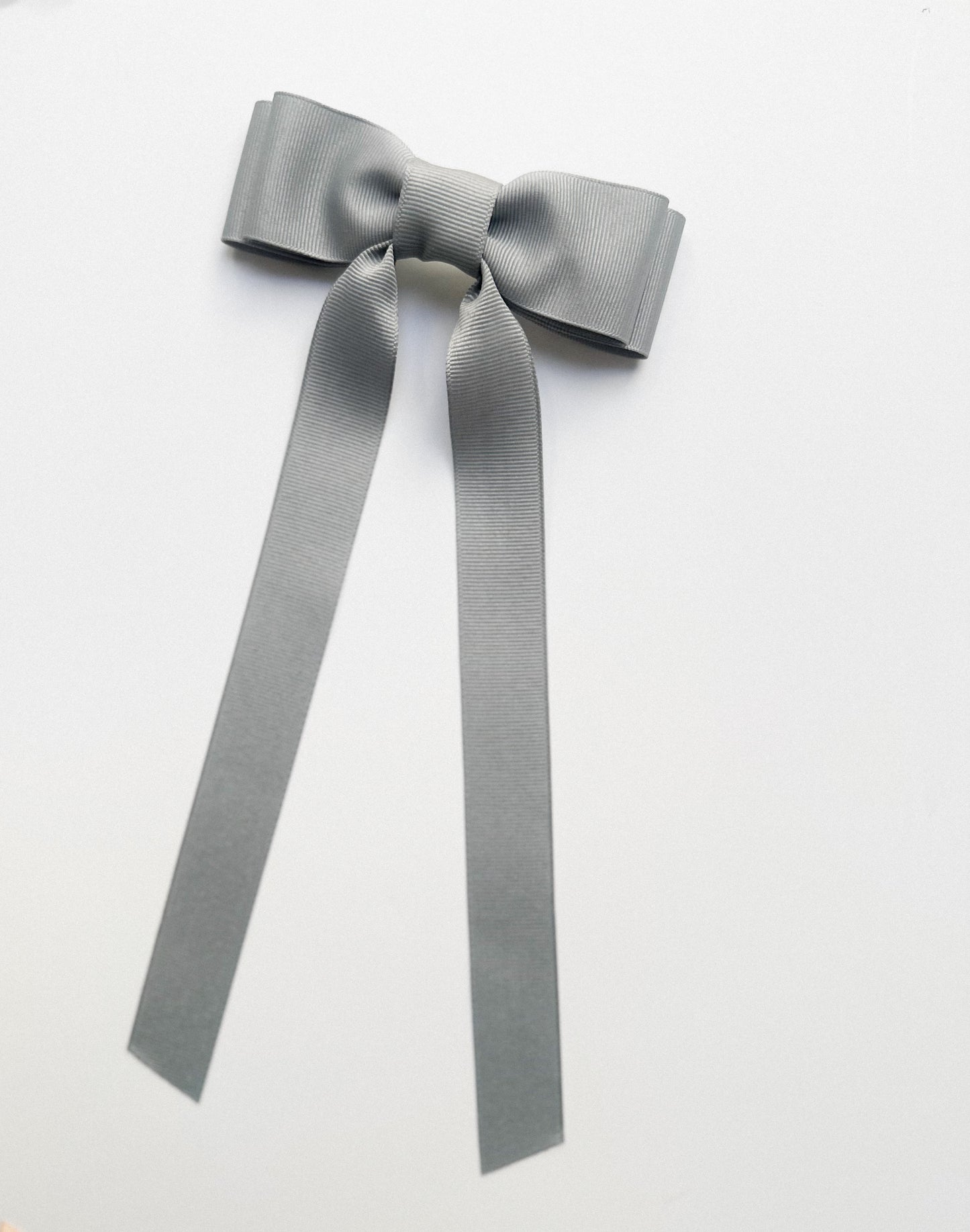 Grey solid grosgrain ribbon bows