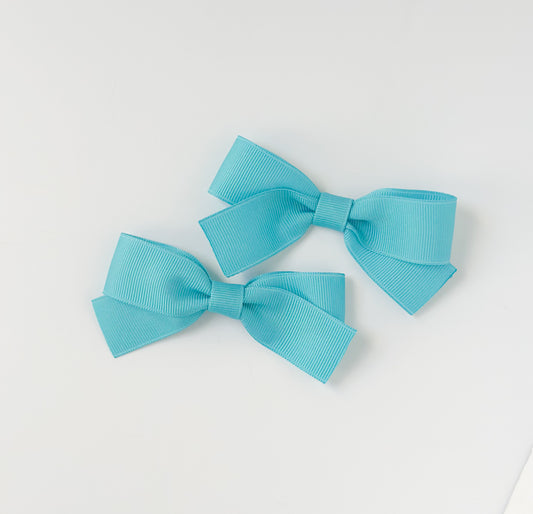 Bright Blue pigtails solid grosgrain ribbon bows