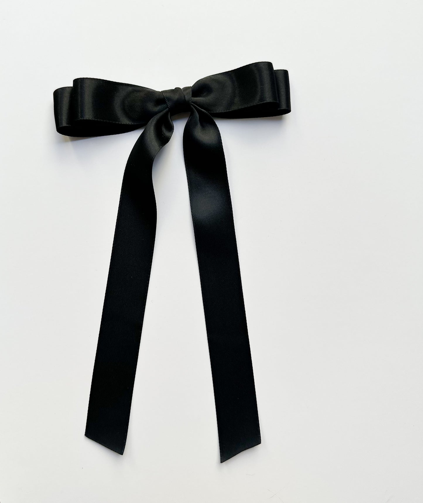 Black Satin Small Hair Bow , short length