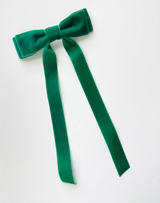 Emerald Green velvet hair bow