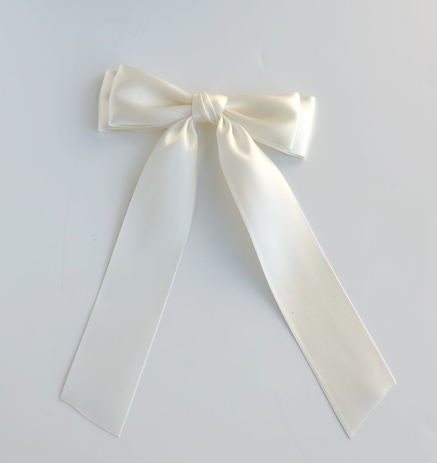 Antique White Satin Hair Bow , short length