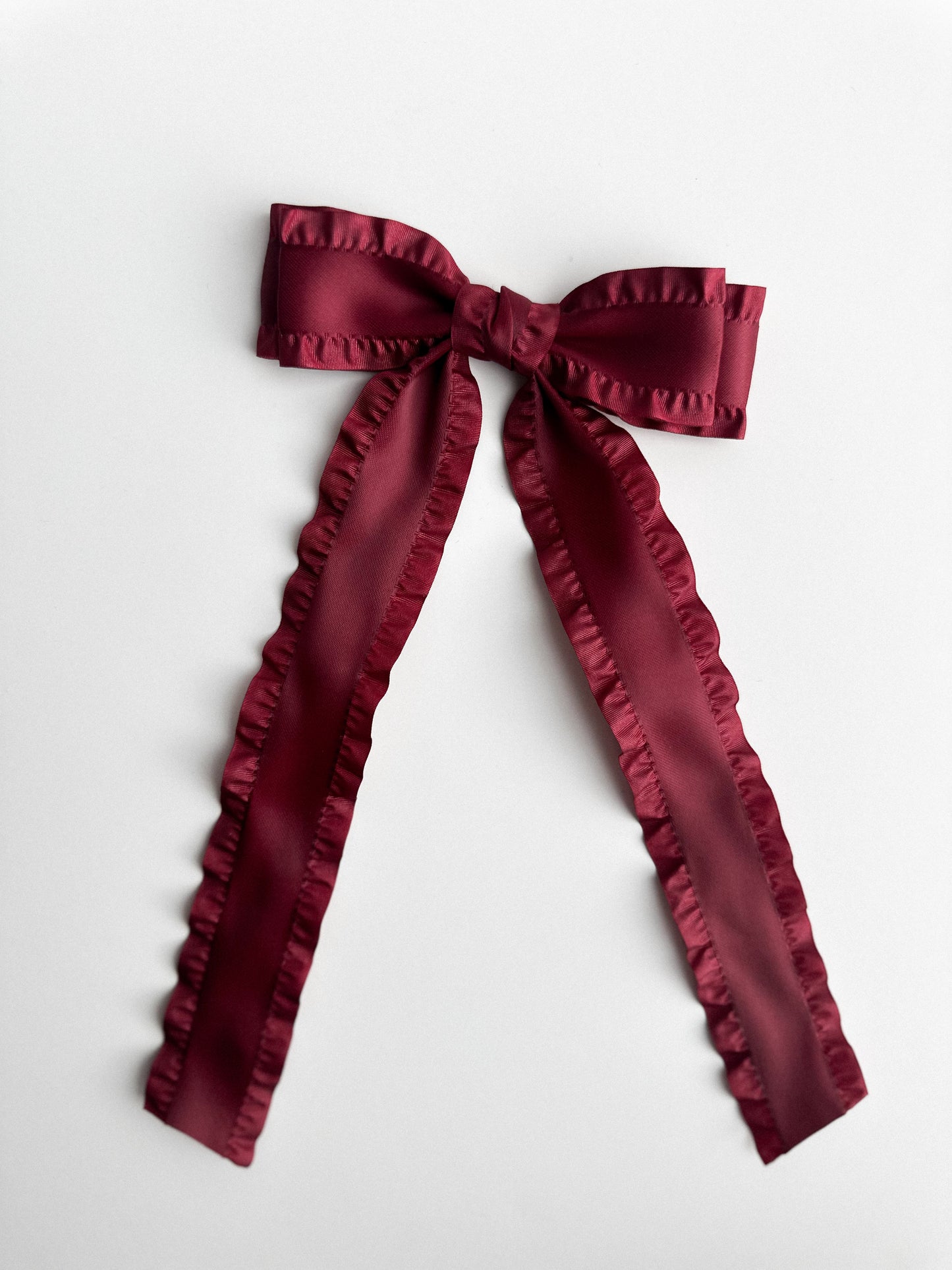 Maroon Double Ruffle Hair Bow