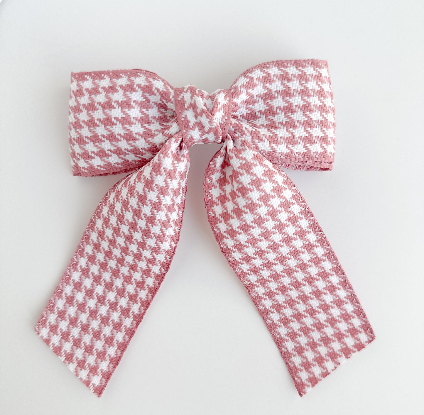 Pink houndstooth Small solid grosgrain ribbon bows