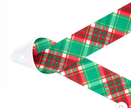 Christmas Tartan Printed Grosgrain Ribbon Bow