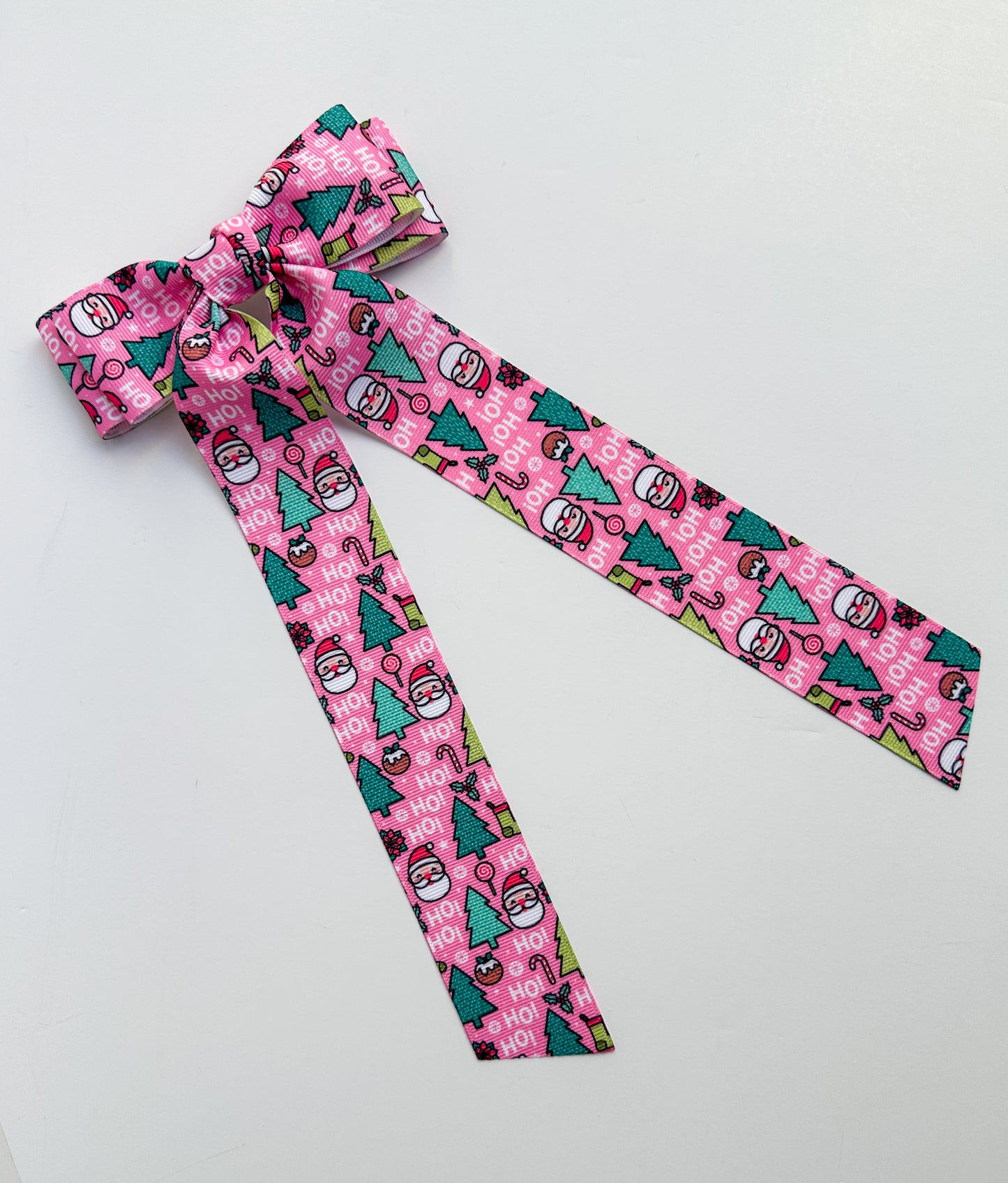 HO HO HO Printed Grosgrain Ribbon Bow