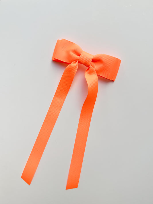 Neon Tangerine solid grosgrain ribbon bows