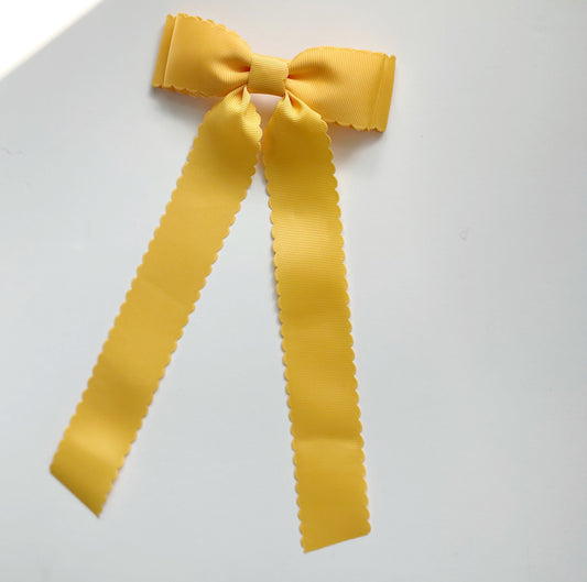 Yellow scalloped solid grosgrain ribbon bows