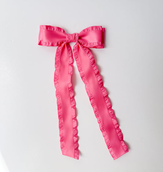 Bright Pink Double Ruffle Hair Bow