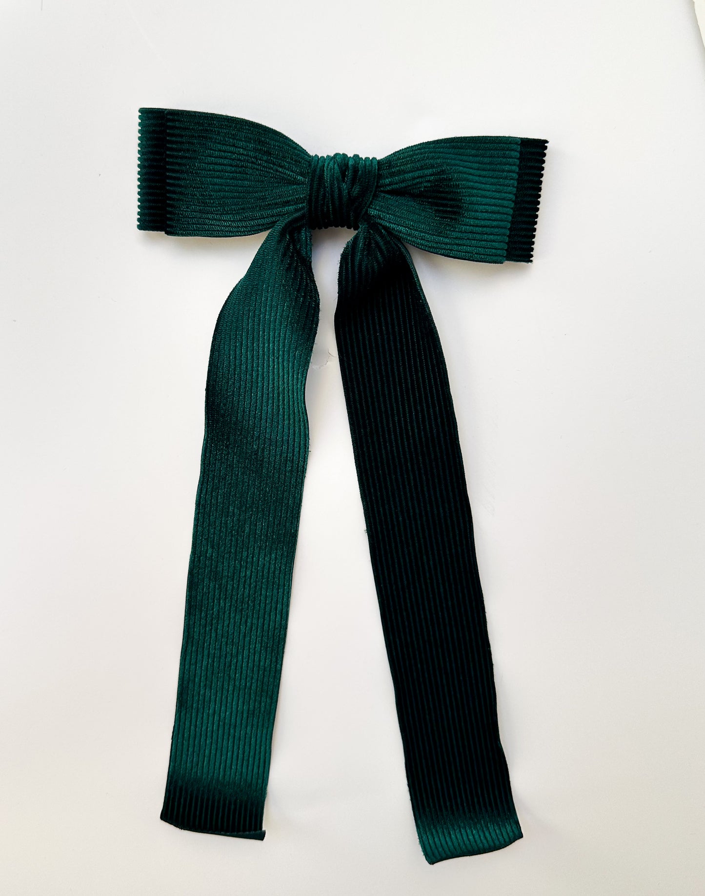 Emerald Green Stripe Chenille fabric Bow