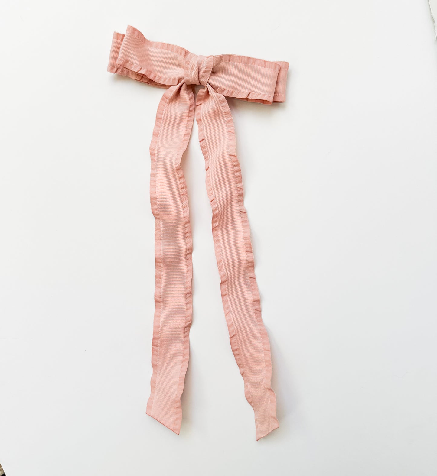 Pale Pink Ribbon Double Ruffle Hair Bow