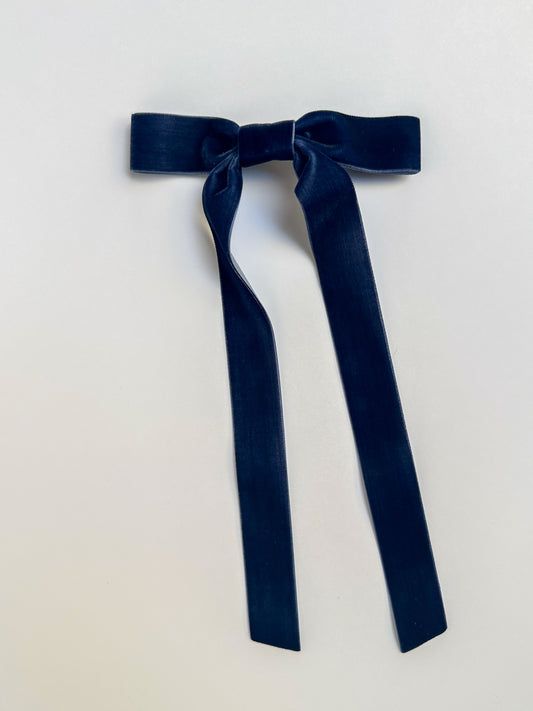 Navy blue 1”  velvet hair bow