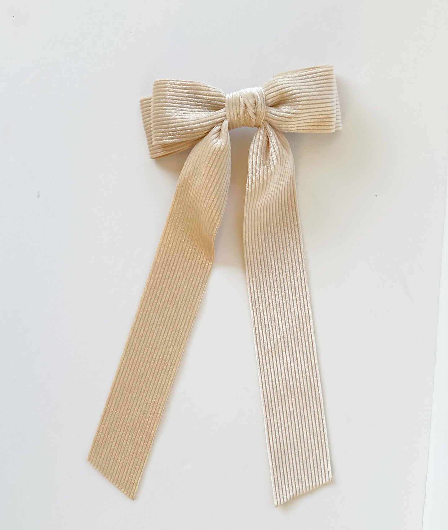 Cream Stripe Chenille fabric Bow