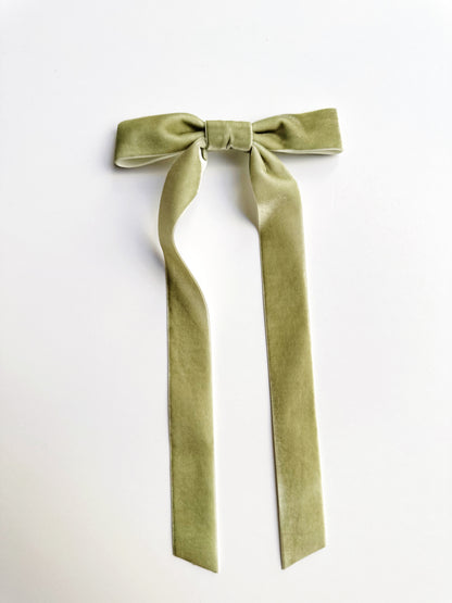 Sage 1”  velvet hair bow