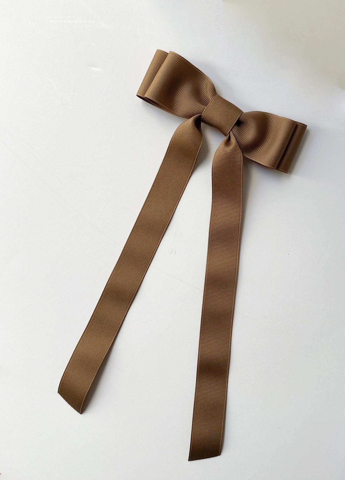 Taupe solid grosgrain ribbon bows