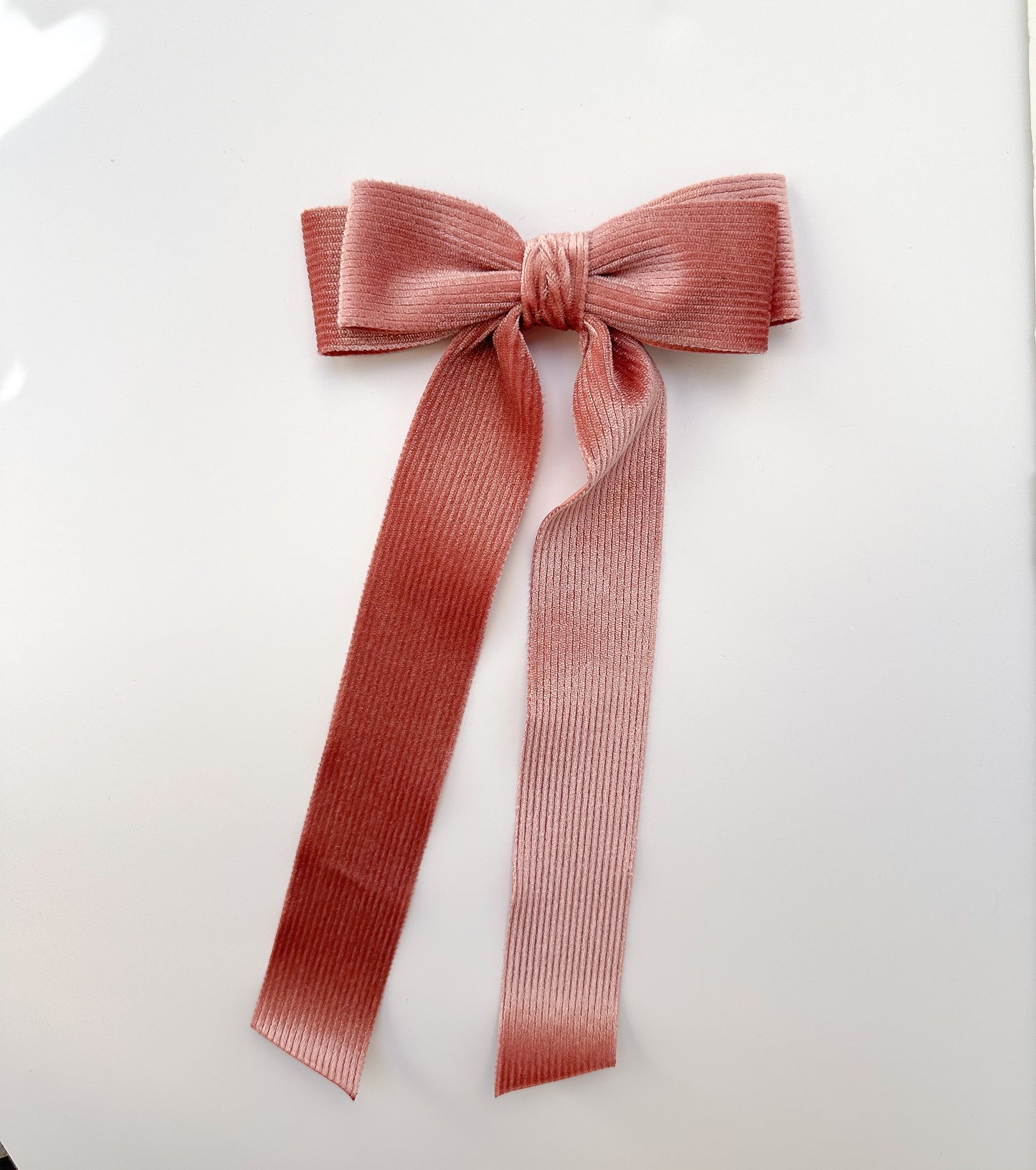 Vintage pink Stripe Chenille fabric Bow