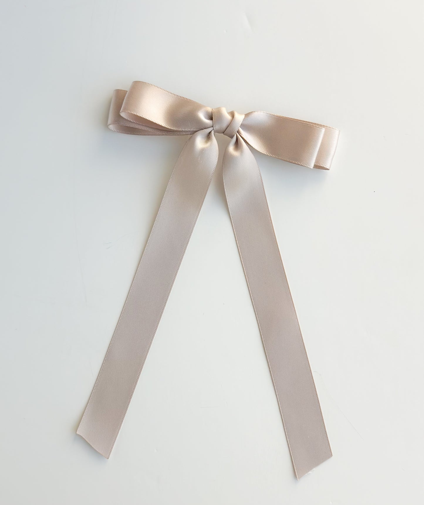 Taupe small satin short hair bow