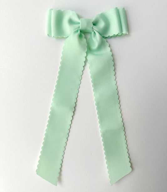 Seaglass scalloped solid grosgrain ribbon bows