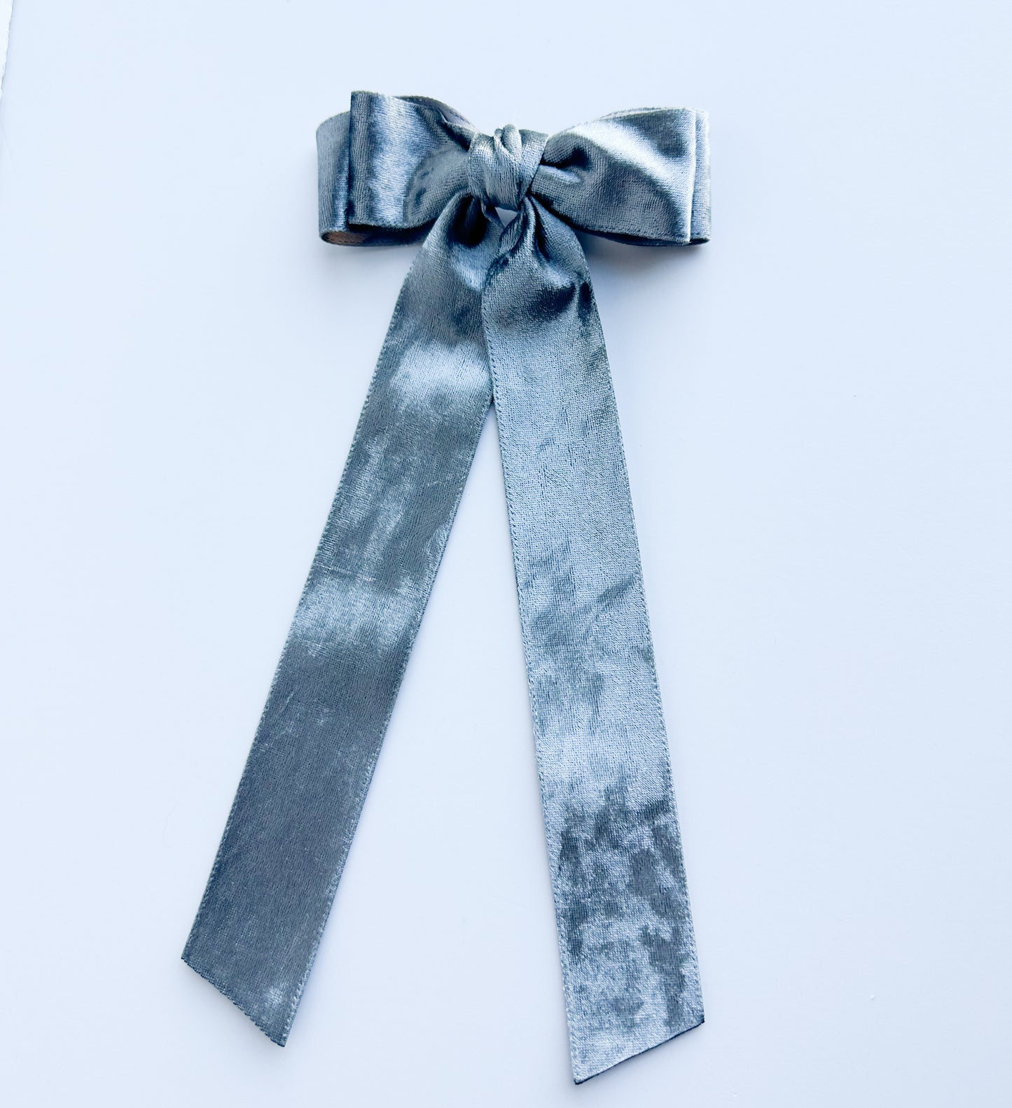 Silver Crushed Velvet fabric Bow