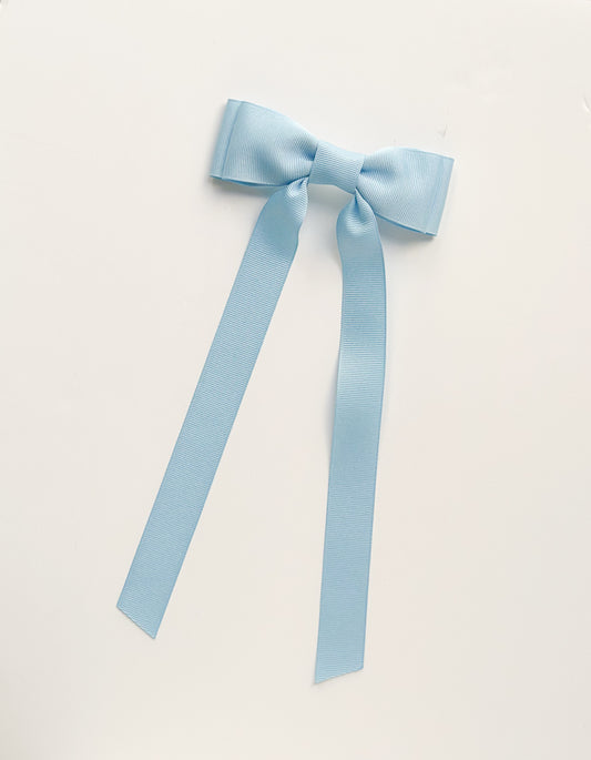 Blue solid grosgrain ribbon hair bow