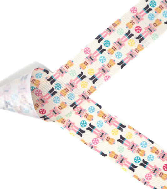 Pink nutcracker Printed Grosgrain Ribbon Bow