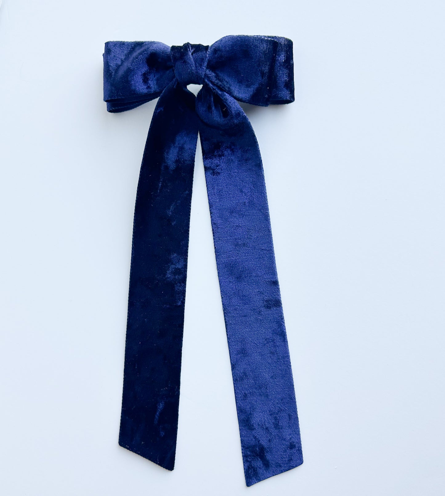 Navy Blue Crushed Velvet fabric Bow