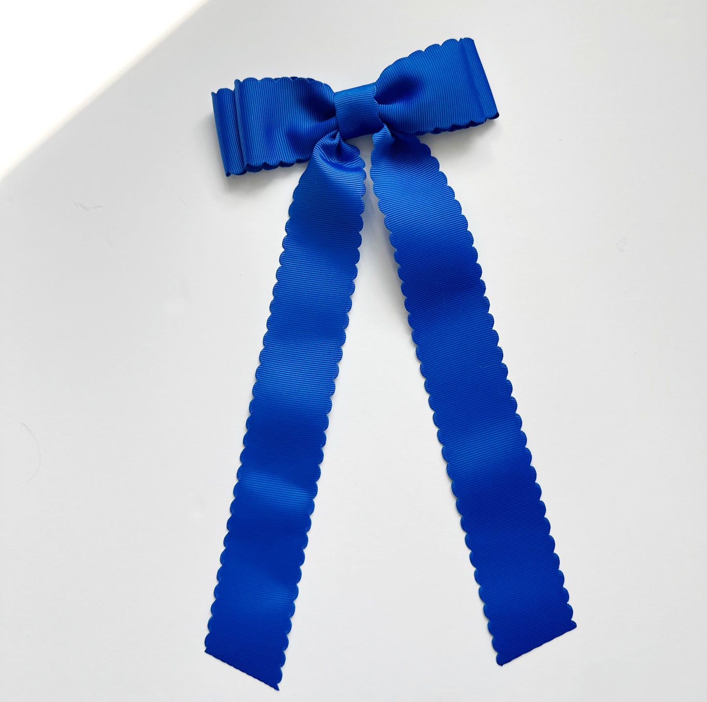 Bright Blue scalloped solid grosgrain ribbon bows