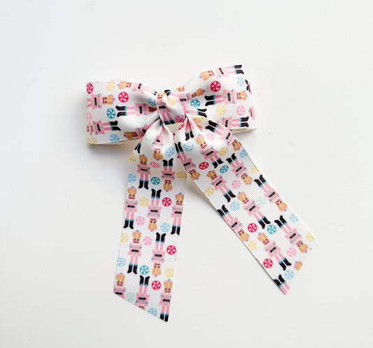 Pink Nutcracker Small Printed Grosgrain Ribbon Bow