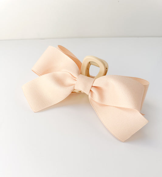 Cream 4.5 inch large Bow Claw Clip