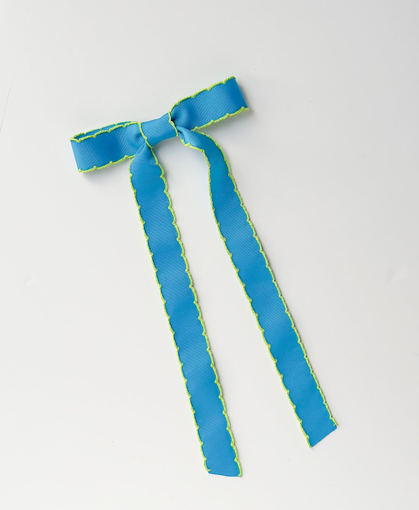 Neon Blue Zebra scalloped grosgrain ribbon bow