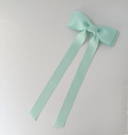 Mineral Ice solid grosgrain ribbon bows