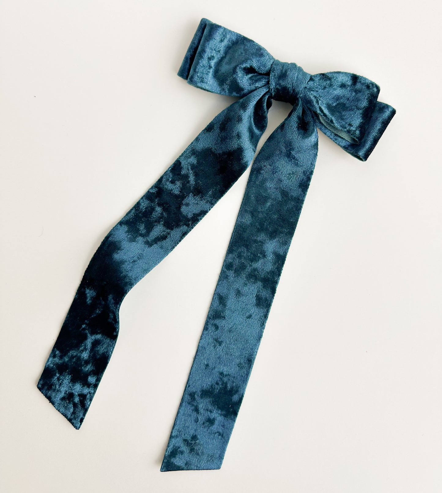 Teal  Crushed Velvet fabric Bow