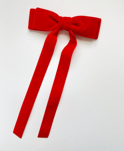 Bright Red velvet hair bow