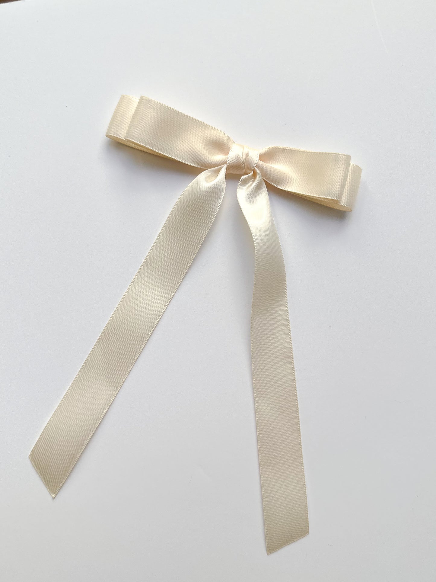 Cream Satin Small Hair Bow , short length